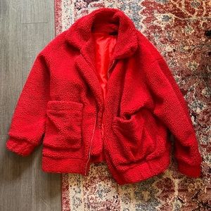 Red teddy coat